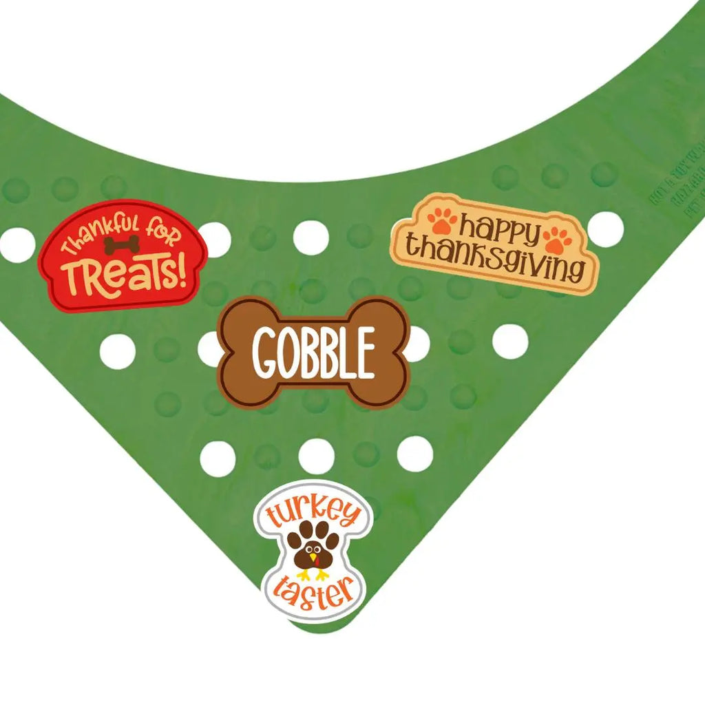 Charmdana-  Light Weight- Green/Gold - Rubber Dog Bandana with Charms! Pre-Launch Wag Around Town