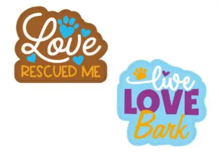 Wag-Witty Dog Bandana Charms!- Love Rescued Me/ Live Love Bark Wag Around Town