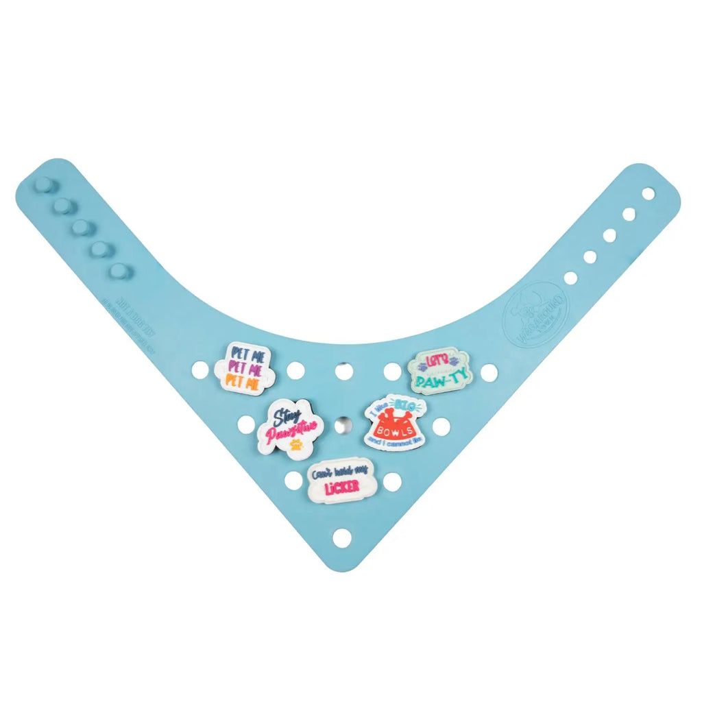 Charmdana- Light Weight- Blue - Rubber Dog Bandana with Charms! Wag Around Town