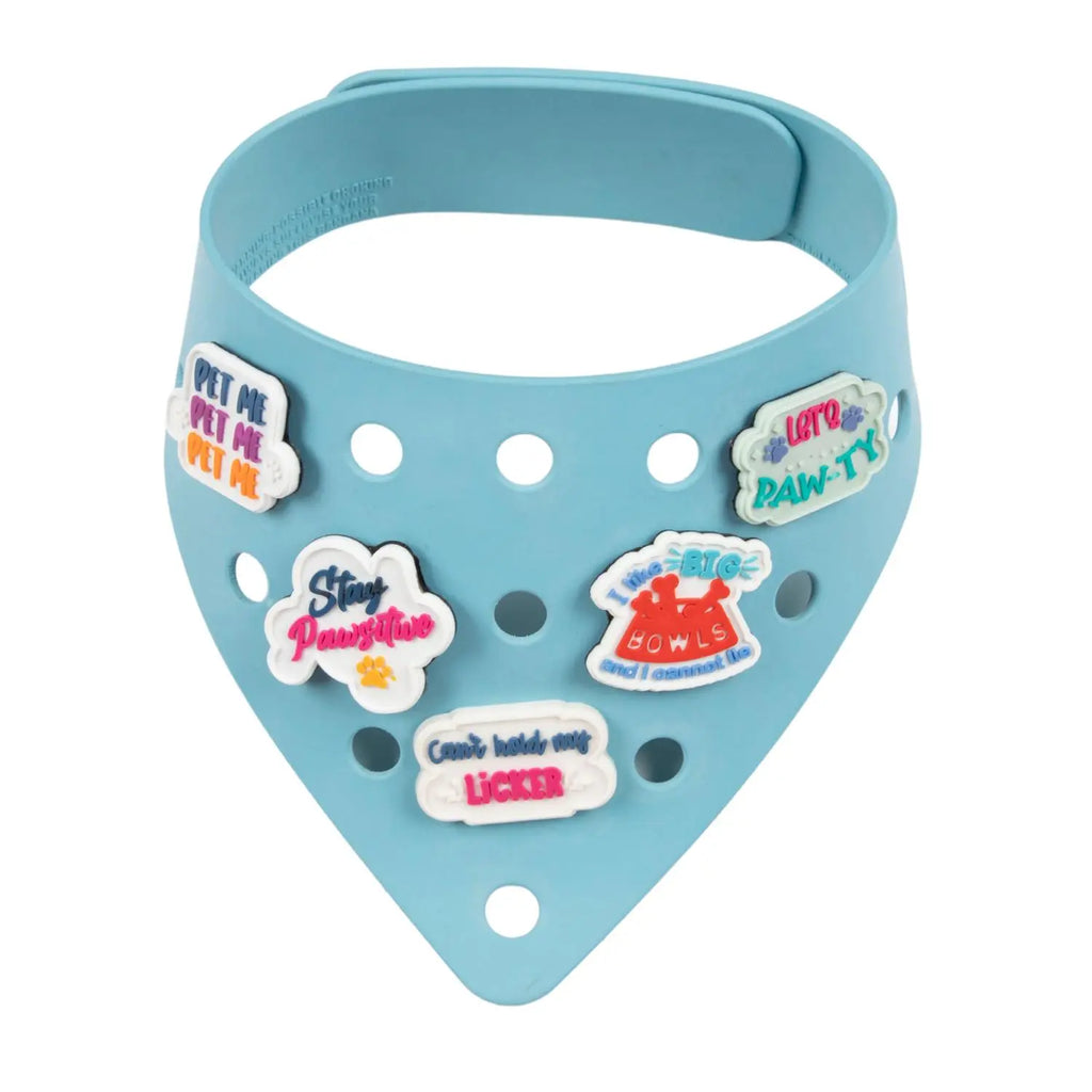 Charmdana- Light Weight- Blue - Rubber Dog Bandana with Charms! Wag Around Town