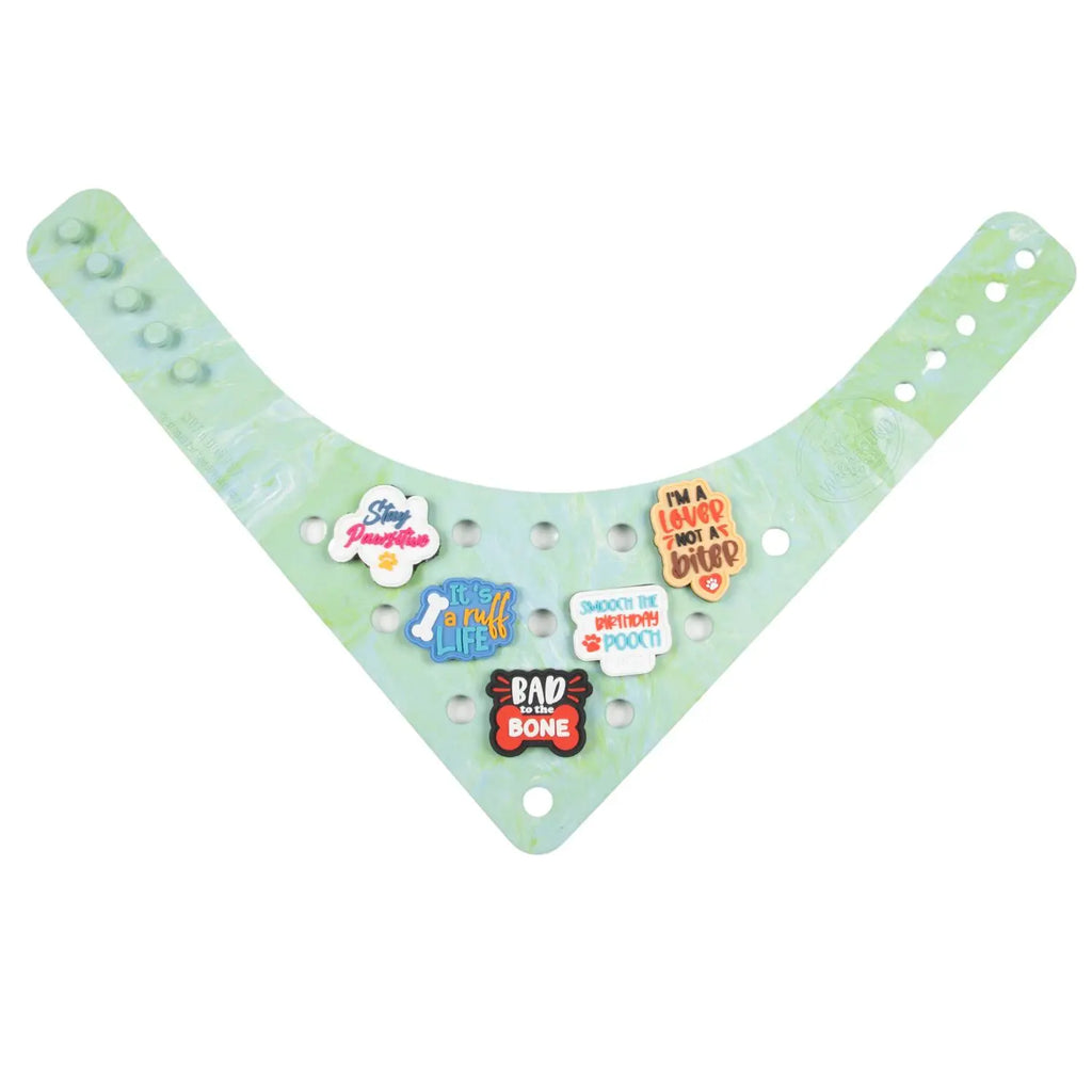 Charmdana- Light Weight- Seafoam- Rubber Dog Bandana with Charms! Wag Around Town