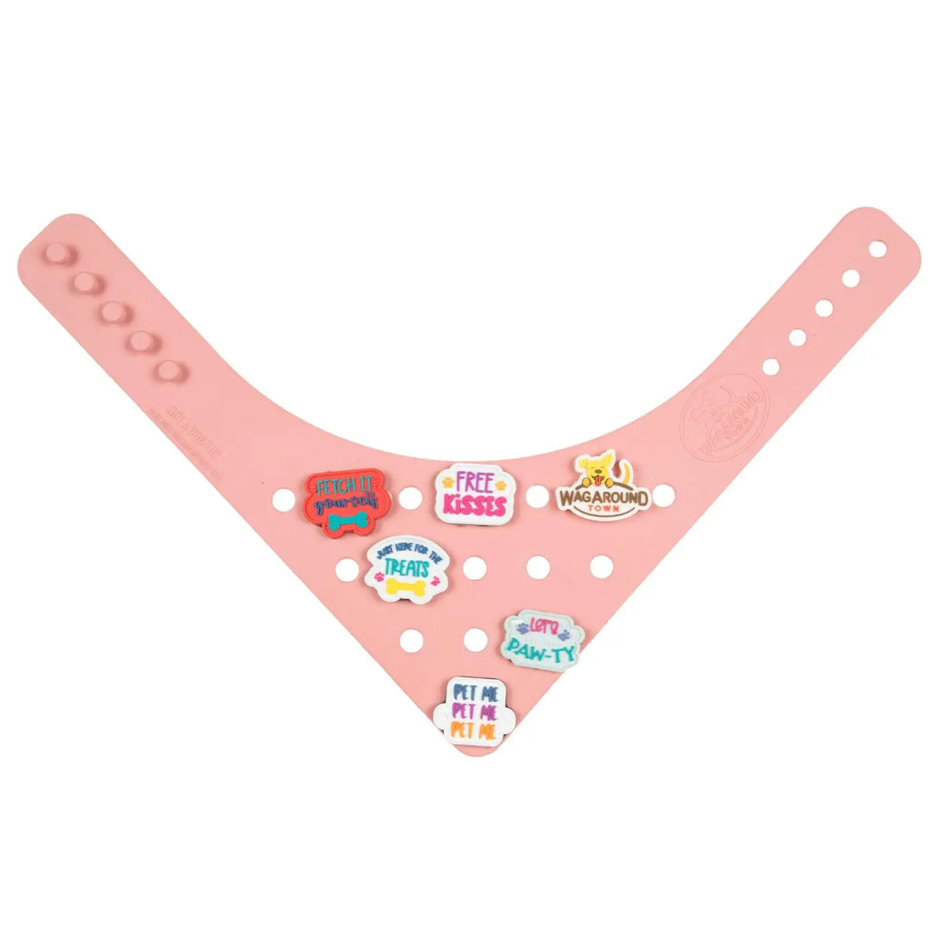 Charmdana- Light Weight-  Pink - Rubber Dog Bandana with Charms! Wag Around Town