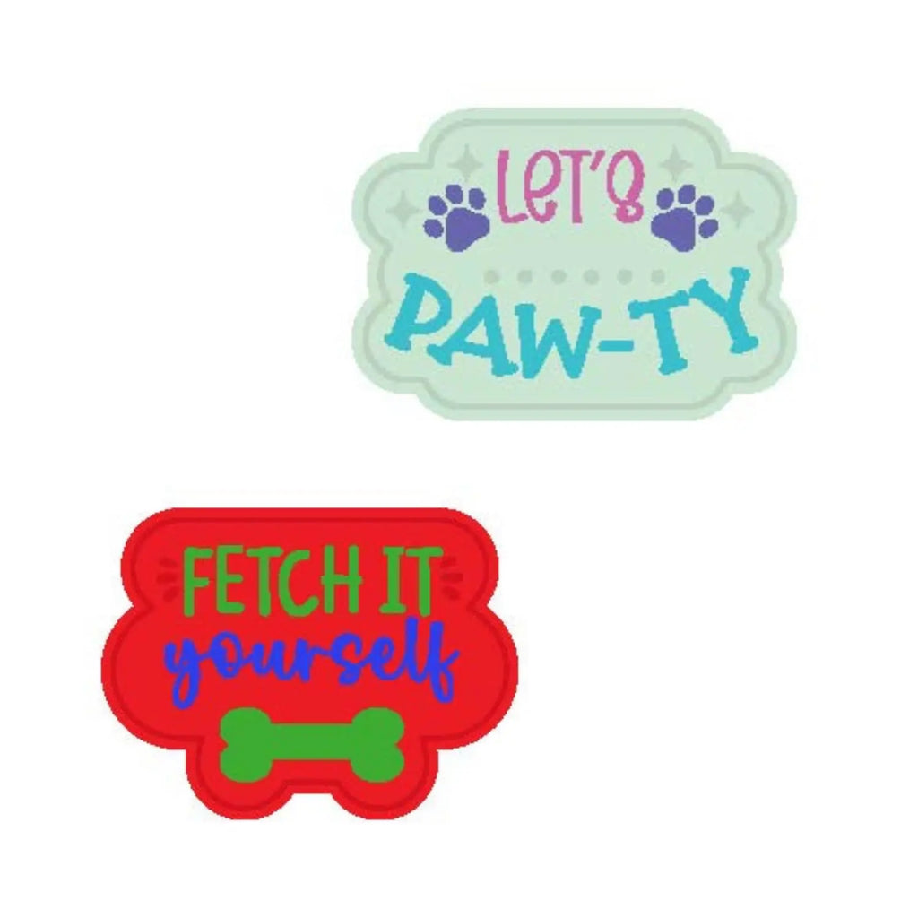 Wag-Witty Dog Bandana Charms!- Lets Pawty/Fetch It Yourself Wag Around Town