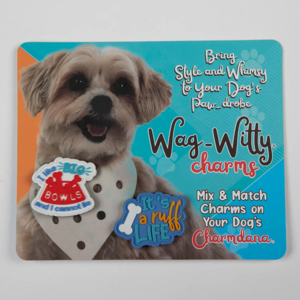 Wag-Witty Dog Bandana Charms! -  Life is Ruff /I Like Big Bowls Wag Around Town