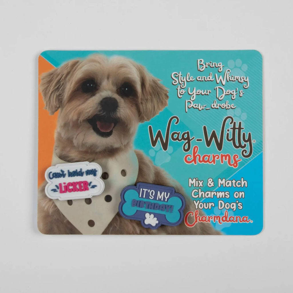 Wag-Witty Dog Bandana Charms!-  Its My Bday/Cant Hold My Licker Wag Around Town