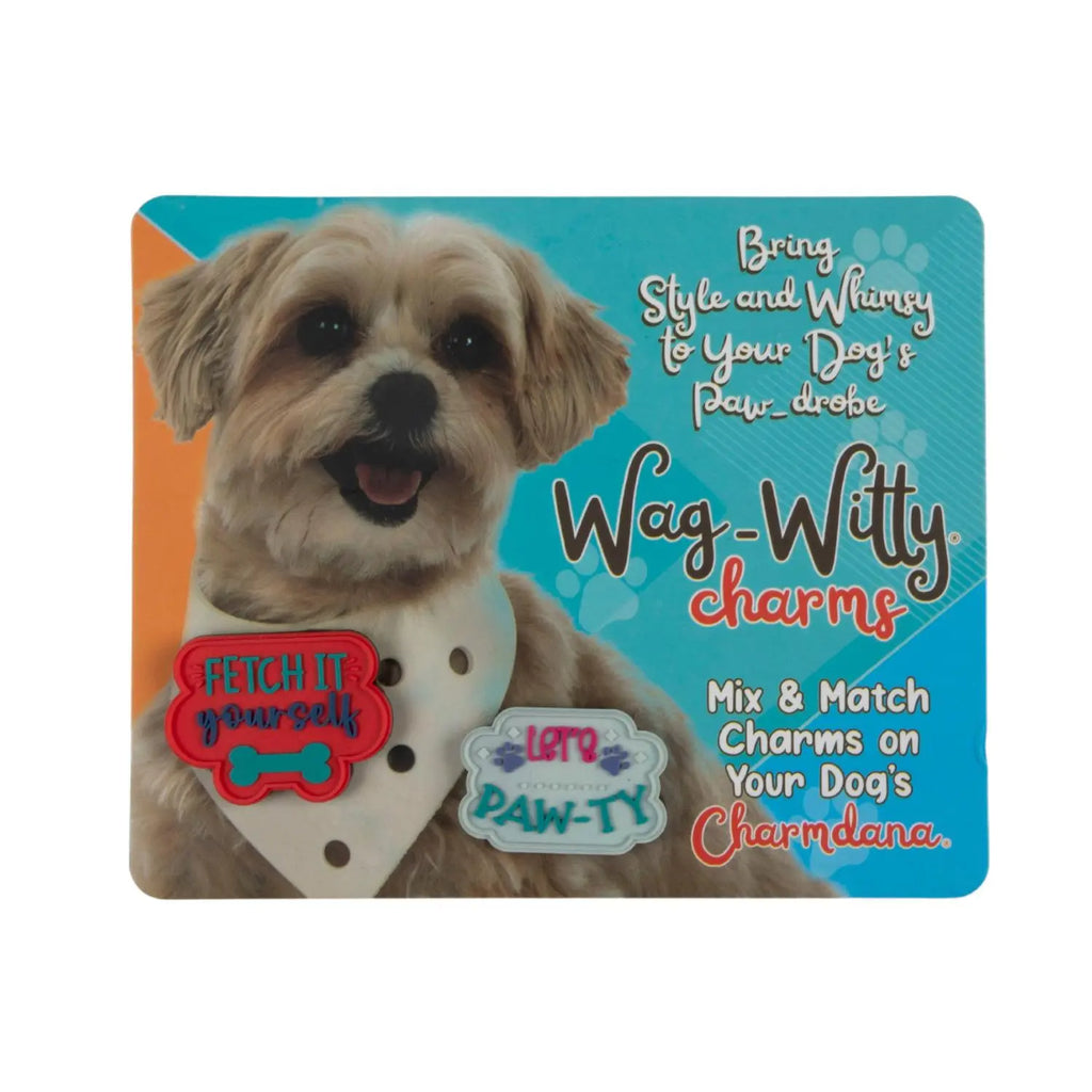 Wag-Witty Dog Bandana Charms!- Lets Pawty/Fetch It Yourself Wag Around Town